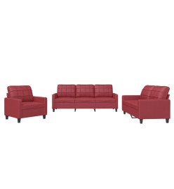 Ensemble de canapés 3 pcs et coussins Rouge bordeaux Similicuir