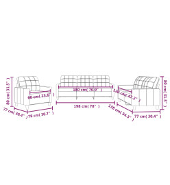 Ensemble de canapés 3 pcs et coussins Rouge bordeaux Similicuir