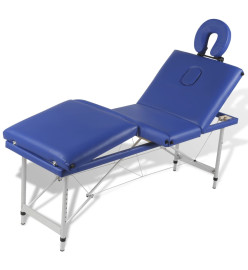 Table pliable de massage Bleu 4 zones avec cadre en aluminium