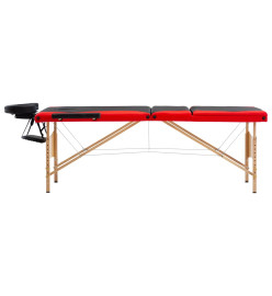 Table de massage pliable 3 zones Bois Noir et rouge