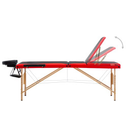 Table de massage pliable 3 zones Bois Noir et rouge