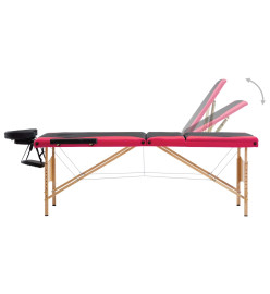 Table de massage pliable 3 zones Bois Noir et rose