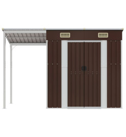 Abri de jardin avec toit prolongé marron 277x110,5x181 cm acier