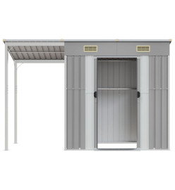 Abri de jardin avec toit prolongé gris clair 277x110,5x181 cm