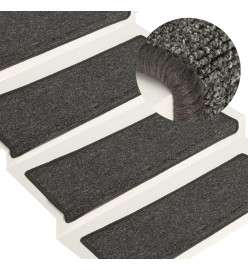 Tapis d'escalier 15 pcs 65x21x4 cm Gris et noir