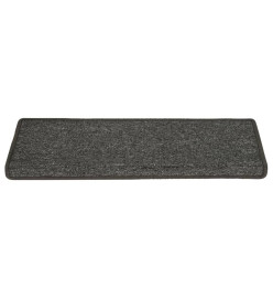 Tapis d'escalier 15 pcs 65x21x4 cm Gris et noir