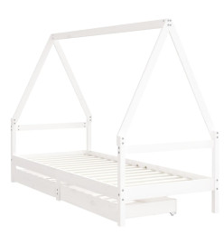 Cadre de lit d'enfants tiroirs blanc 90x190 cm bois pin massif