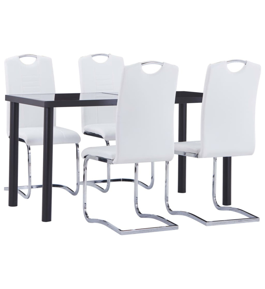 Ensemble de salle à manger 5 pcs Similicuir Blanc