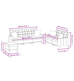 Ensemble de canapés 3 pcs avec coussins gris similicuir