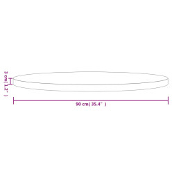 Dessus de table rond blanc Ø90x3 cm bois de pin massif