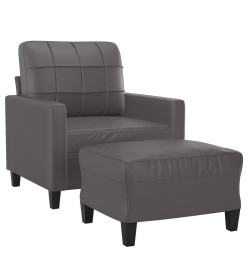 Fauteuil avec repose-pied Gris 60 cm Similicuir