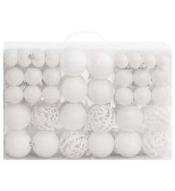 Ensemble de boules de Noël 111 pièces blanc polystyrène