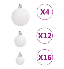 Ensemble de boules de Noël 111 pièces blanc polystyrène