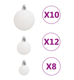 Ensemble de boules de Noël 111 pièces blanc polystyrène