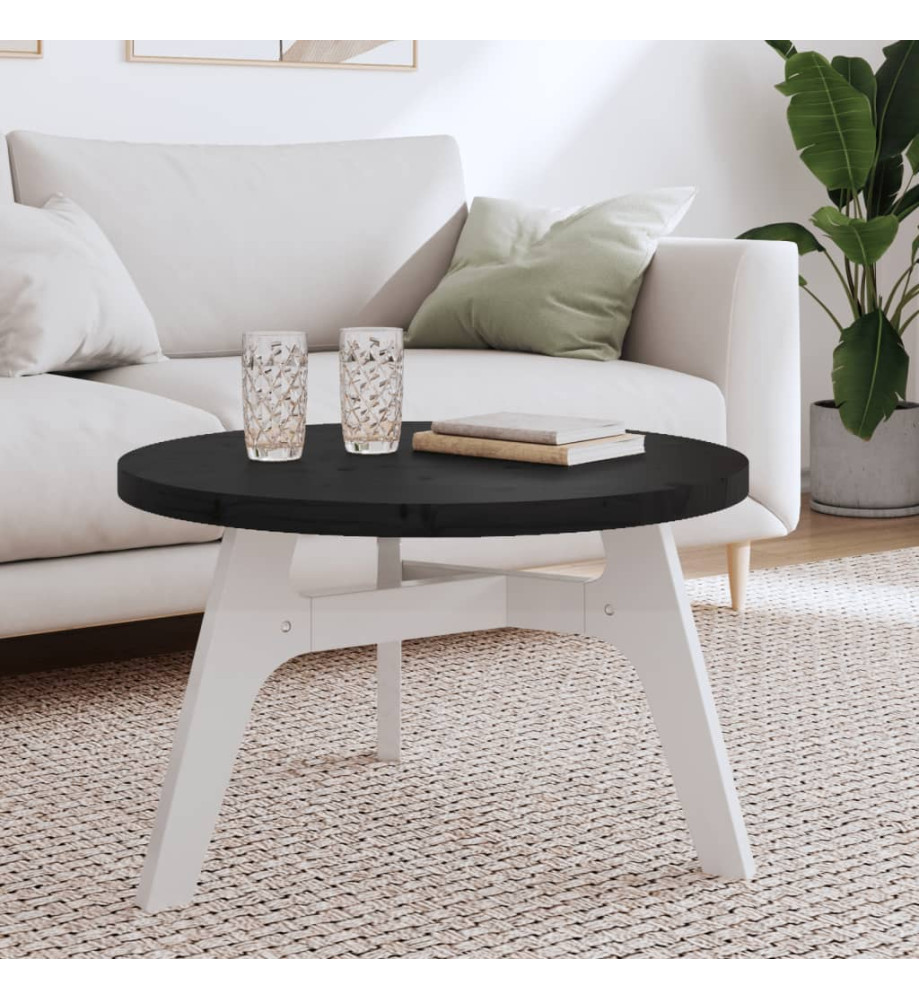 Dessus de table rond noir Ø70x3 cm bois de pin massif