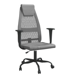 Chaise de bureau gris tissu en maille et similicuir