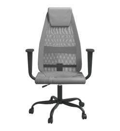 Chaise de bureau gris tissu en maille et similicuir