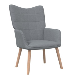 Chaise de relaxation avec tabouret Gris clair Tissu