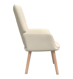 Chaise de relaxation avec tabouret Crème Tissu