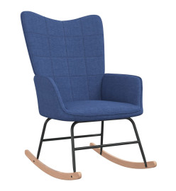 Chaise à bascule avec tabouret Bleu Tissu