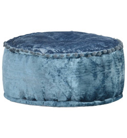 Pouf Rond Velours 40x20 cm Bleu