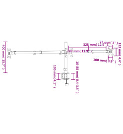 Support de moniteur triple noir acier VESA 75/100 mm