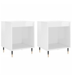 Tables de chevet 2 pcs blanc brillant 40x35x50 cm