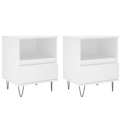 Tables de chevet 2 pcs blanc 40x35x50 cm bois d’ingénierie