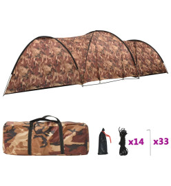 Tente igloo de camping 650x240x190 cm 8 personnes Camouflage