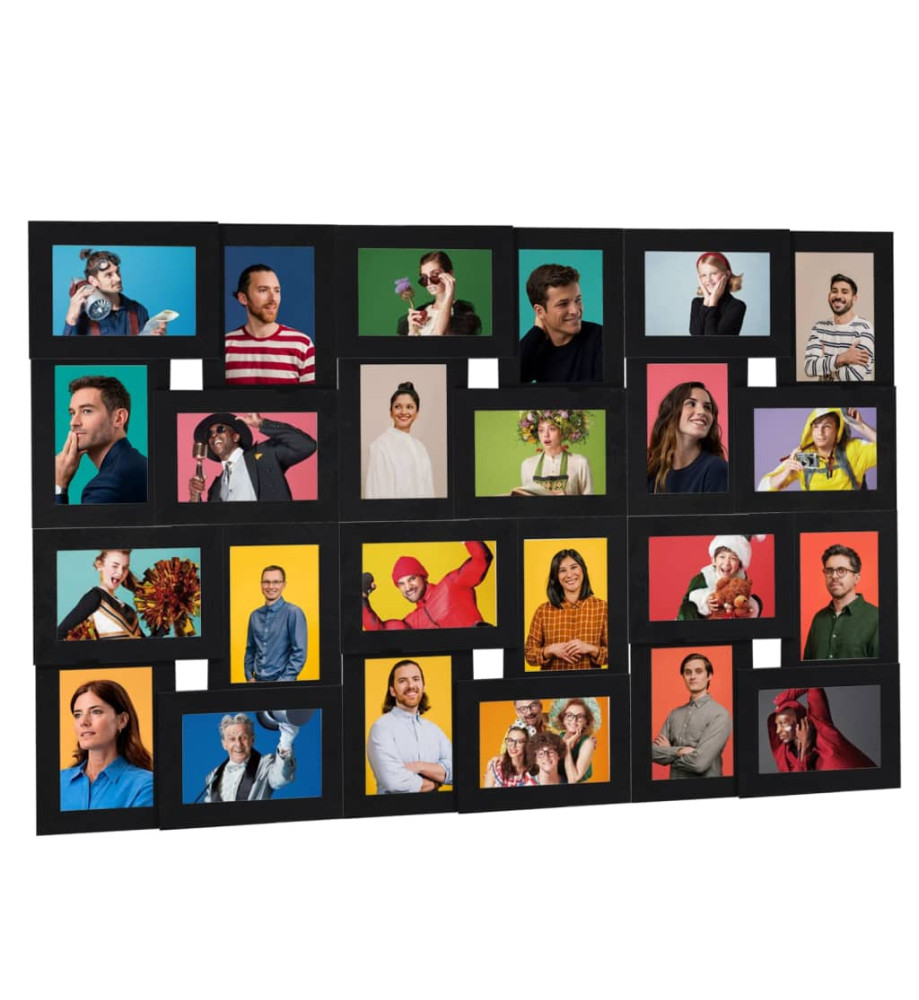 Collage de cadres photo pour photo de 24x(13x18 cm) Noir MDF