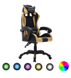 Fauteuil de jeux vidéo avec LED RVB Doré et noir Similicuir