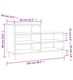 Armoire à chaussures Noir 102x36x60 cm Bois d'ingénierie