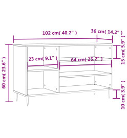 Armoire à chaussures Chêne sonoma 102x36x60cm Bois d'ingénierie