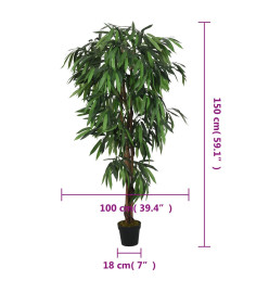 Manguier artificiel 600 feuilles 150 cm vert