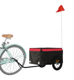 Remorque pour vélo noir et rouge 30 kg fer