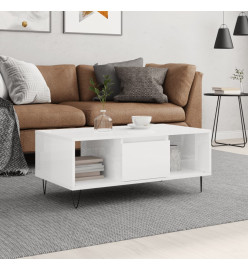 Table basse Blanc brillant 90x50x36,5 cm Bois d'ingénierie
