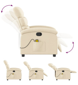 Fauteuil de massage inclinable Crème Tissu