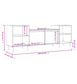 Meuble TV Blanc brillant 160x35x55 cm Bois d'ingénierie