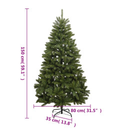 Sapin de Noël artificiel à charnières avec support vert 150 cm