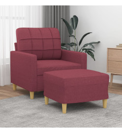 Fauteuil avec repose-pied Rouge bordeaux 60 cm Tissu