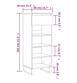 Armoire à chaussures Blanc brillant 40x36x105cm Bois ingénierie