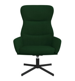 Chaise de relaxation avec tabouret Vert foncé Velours