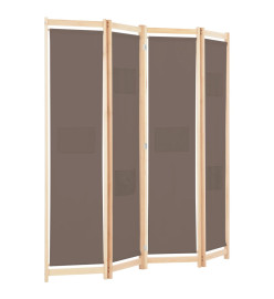 Cloison de séparation 4 panneaux Marron 160x170x4 cm Tissu