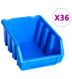 Kit de bacs de stockage avec panneaux muraux 96 pcs Bleu