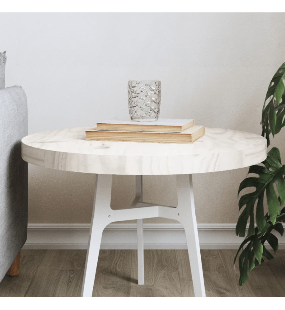 Dessus de table rond blanc Ø50x3 cm bois de pin massif