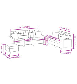 Ensemble de canapés 3 pcs avec coussins cappuccino similicuir