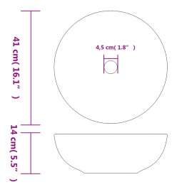 Vasque à poser blanc et bleu rond Φ41x14 cm céramique