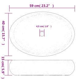 Vasque à poser gris ovale 59x40x15 cm céramique