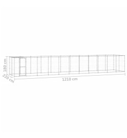 Chenil extérieur Acier galvanisé avec toit 26,62 m²