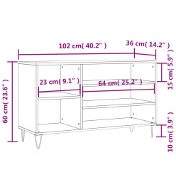 Armoire à chaussures Sonoma gris 102x36x60 cm Bois d'ingénierie